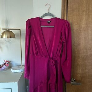Express Magenta Long Sleeve Dress